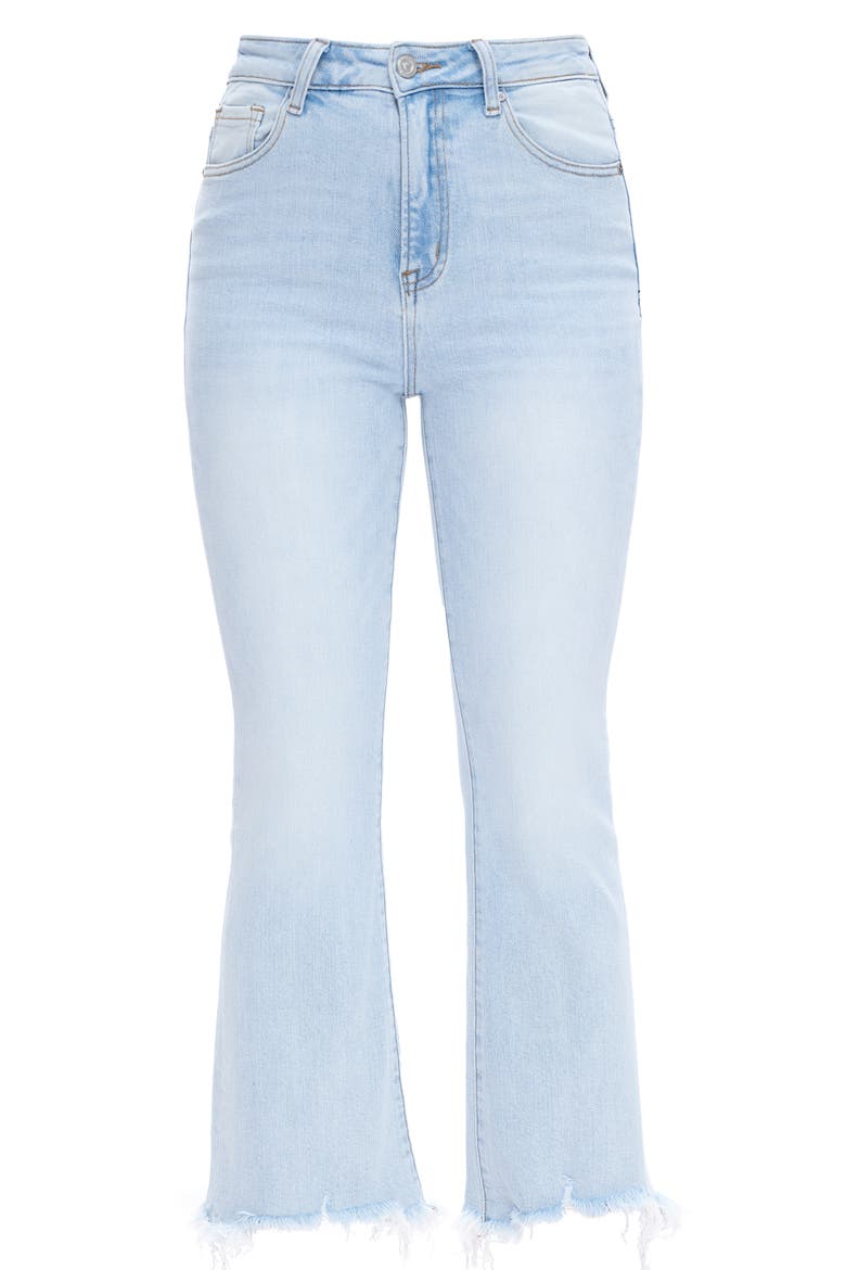 High Waist Fray Hem Ankle Flare Jeans, Alternate, color, LIGHT BLUE