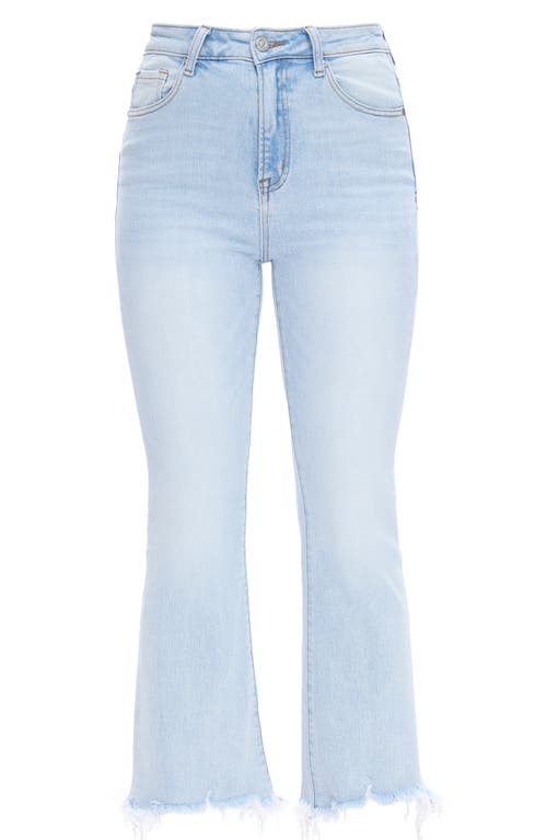Bayeas High Waist Fray Hem Ankle Flare Jeans In Blue