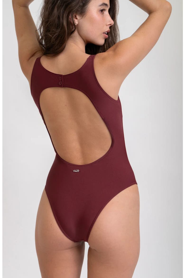 Button One Piece, Alternate, color, Maroon