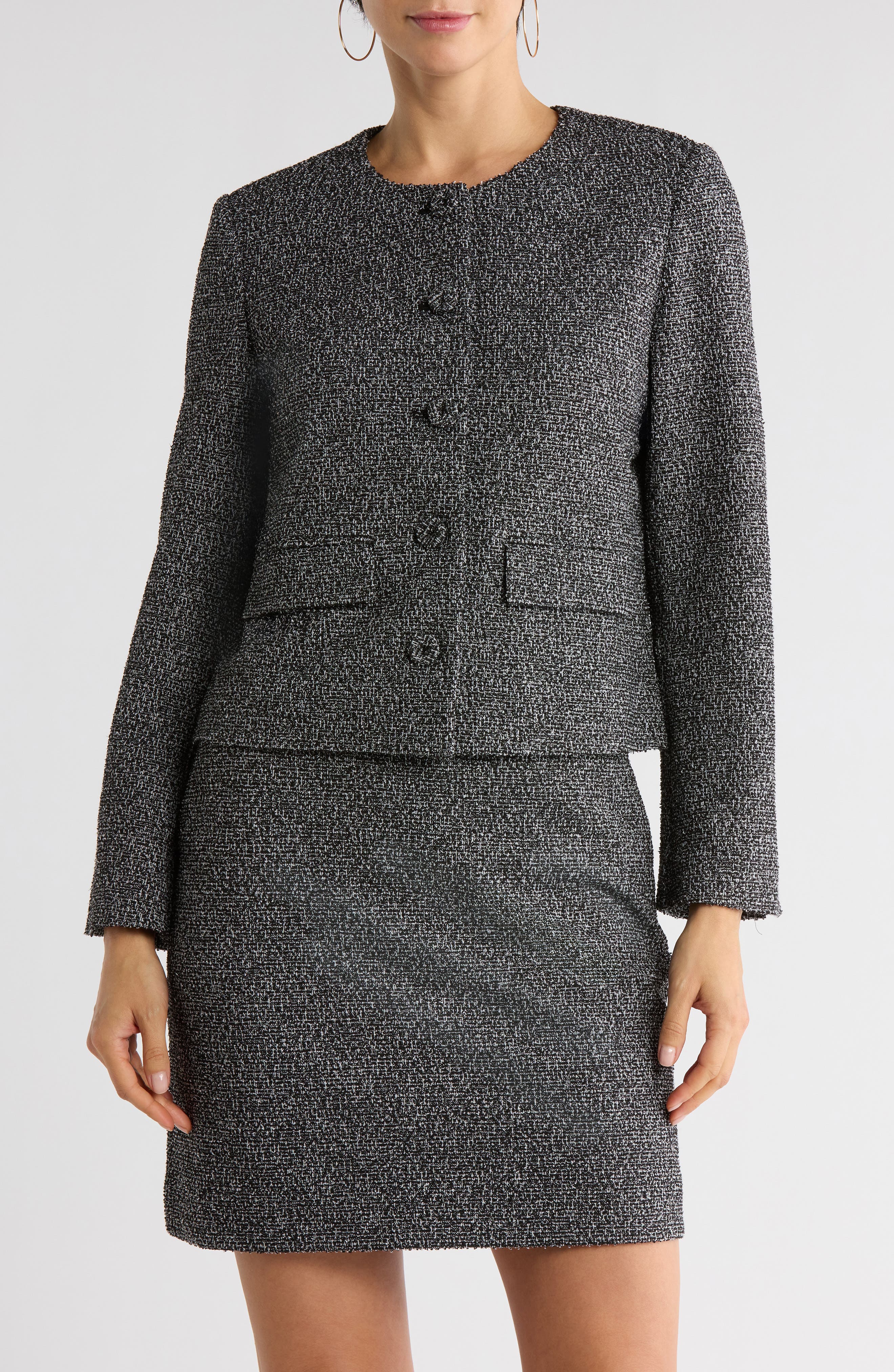 NORDSTROM RACK Collarless Bouclé Jacket