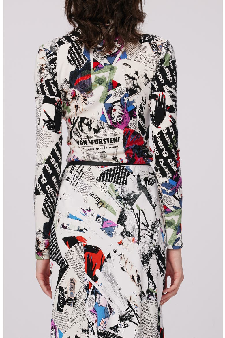Doha Pop Art Newspaper Print Mock Neck Top, Alternate, color, POSTER GIRL