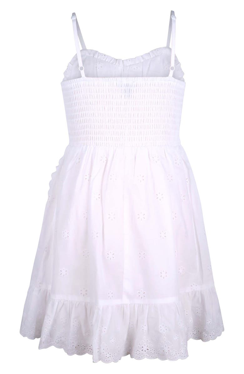 Zunie Kids' Cotton Eyelet Smocked Dress, Alternate, color, White