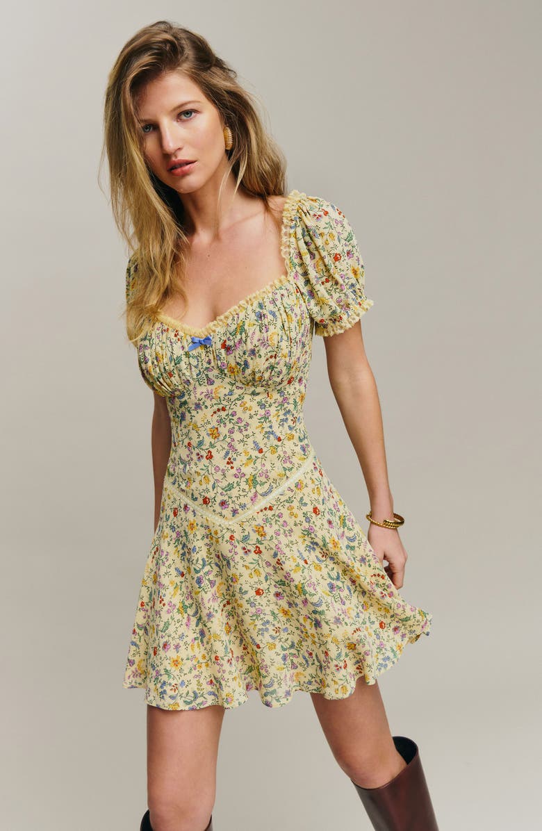 Reformation Ondine Floral Print Minidress, Alternate, color, 