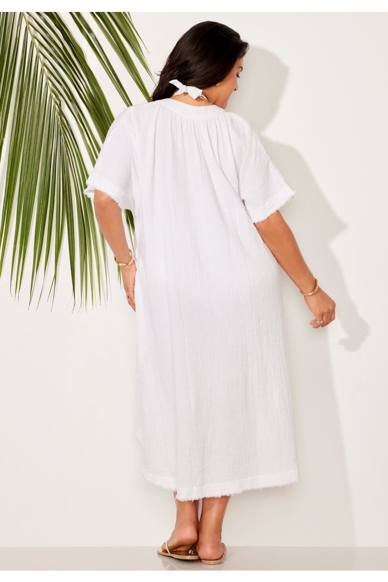 Cotton Gauze High-Low Sun Dress Cover Up, Alternate, color, White