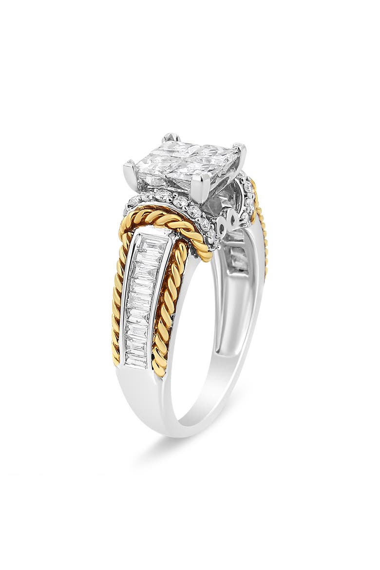 14K White and Yellow Gold 1 1/2Cttw Diamond Quad Engagement Ring, Alternate, color, Yellow