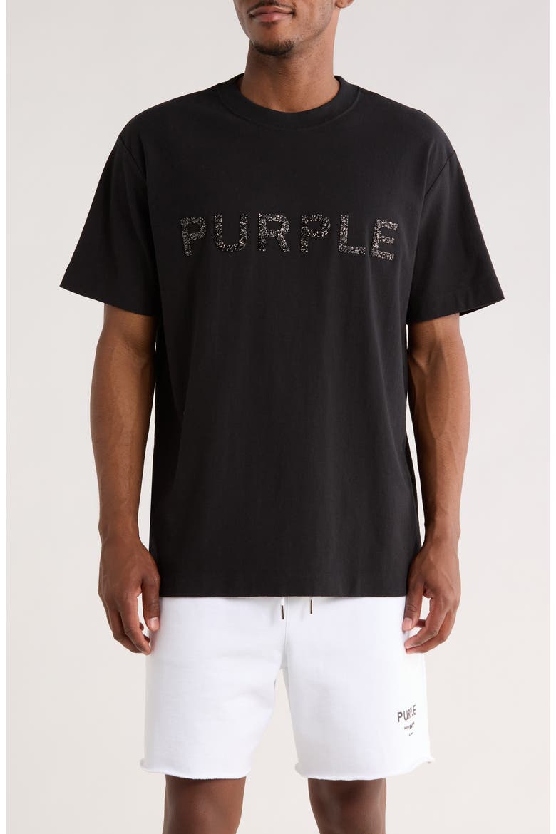 Embellished Cotton Graphic T-Shirt, Main, color, BLACK