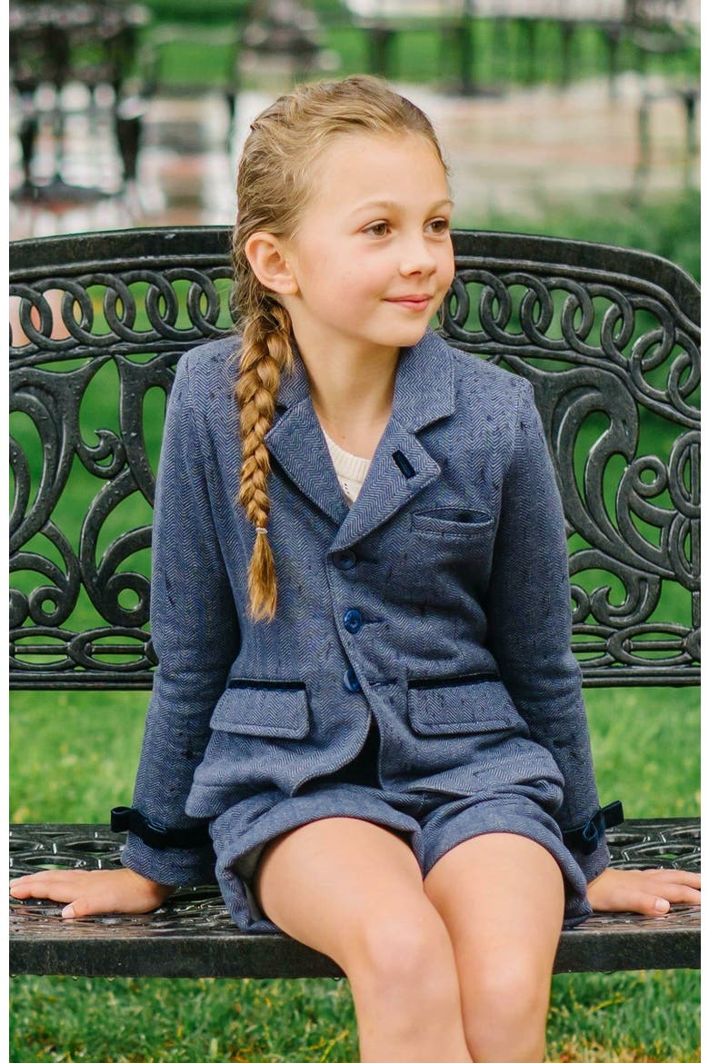 Girls' Fleece Dress Short, Kids, Alternate, color, Navy Herringbone Fleece