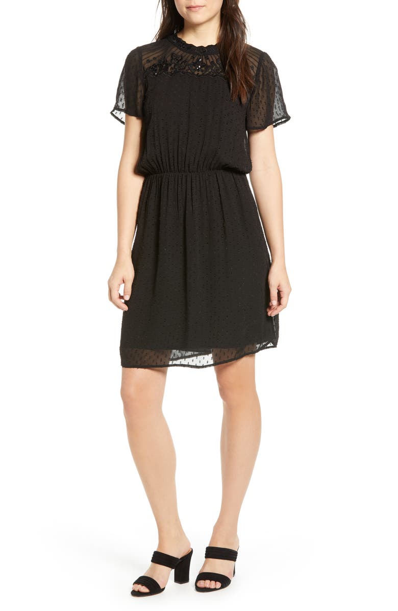 Velvet by Graham & Spencer Swiss Dot Blouson Dress, Main, color, 