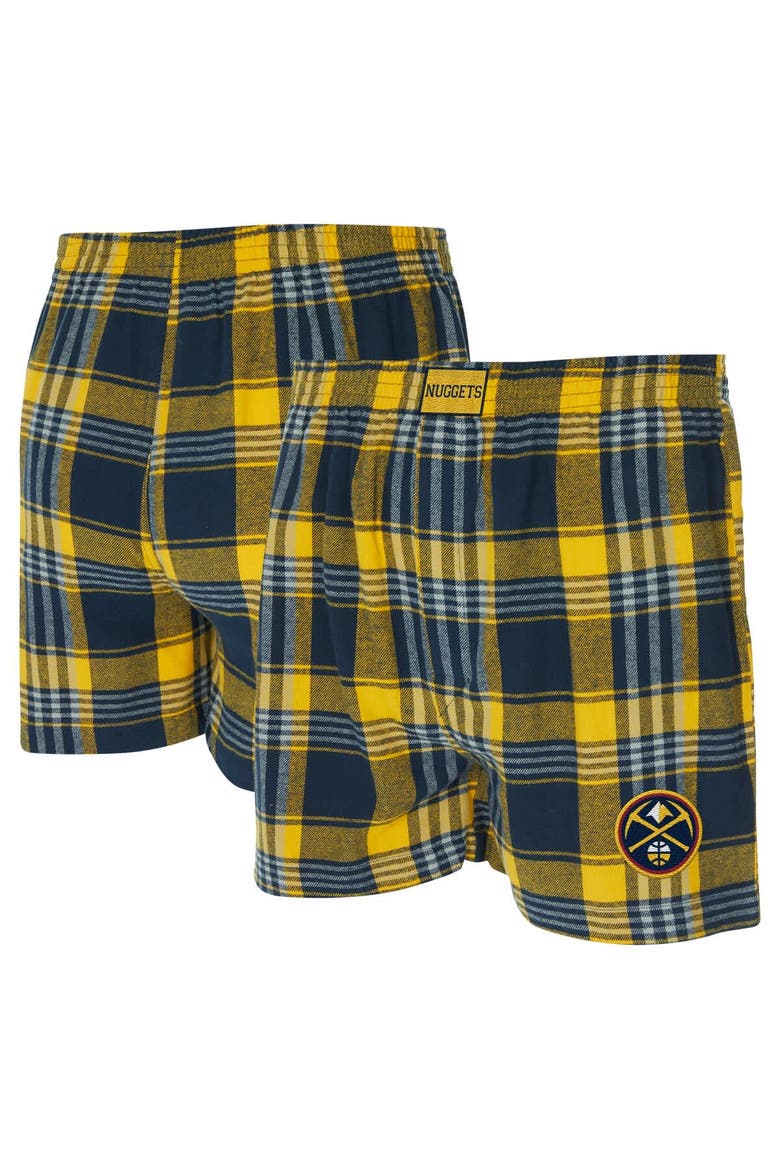 Men's Concepts Sport Navy Denver Nuggets Region Flannel Boxer Short, Main, color, Navy