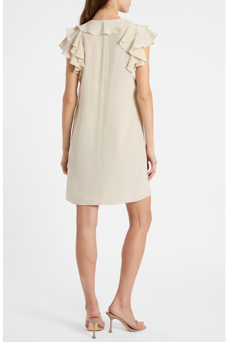 Denise Silk Ruffle Shift Dress, Alternate, color, Beige