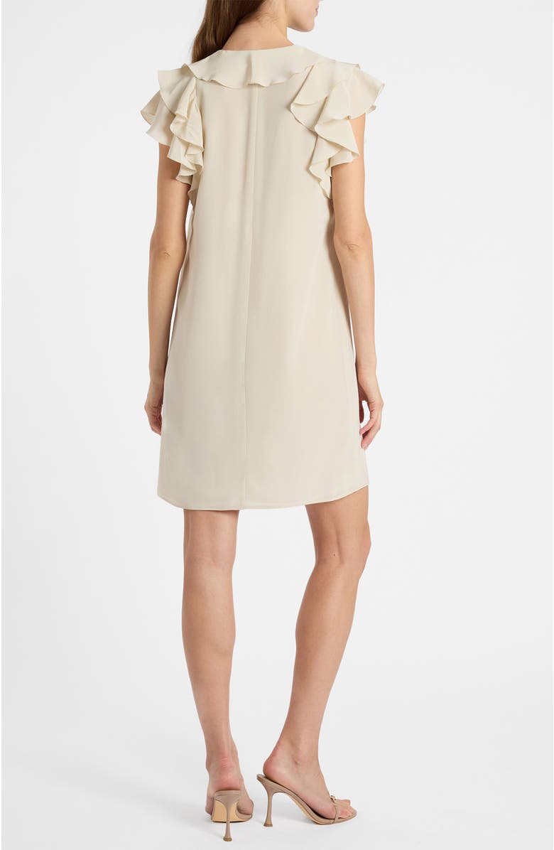 Santorelli Denise Silk Ruffle Shift Dress, Alternate, color, Beige