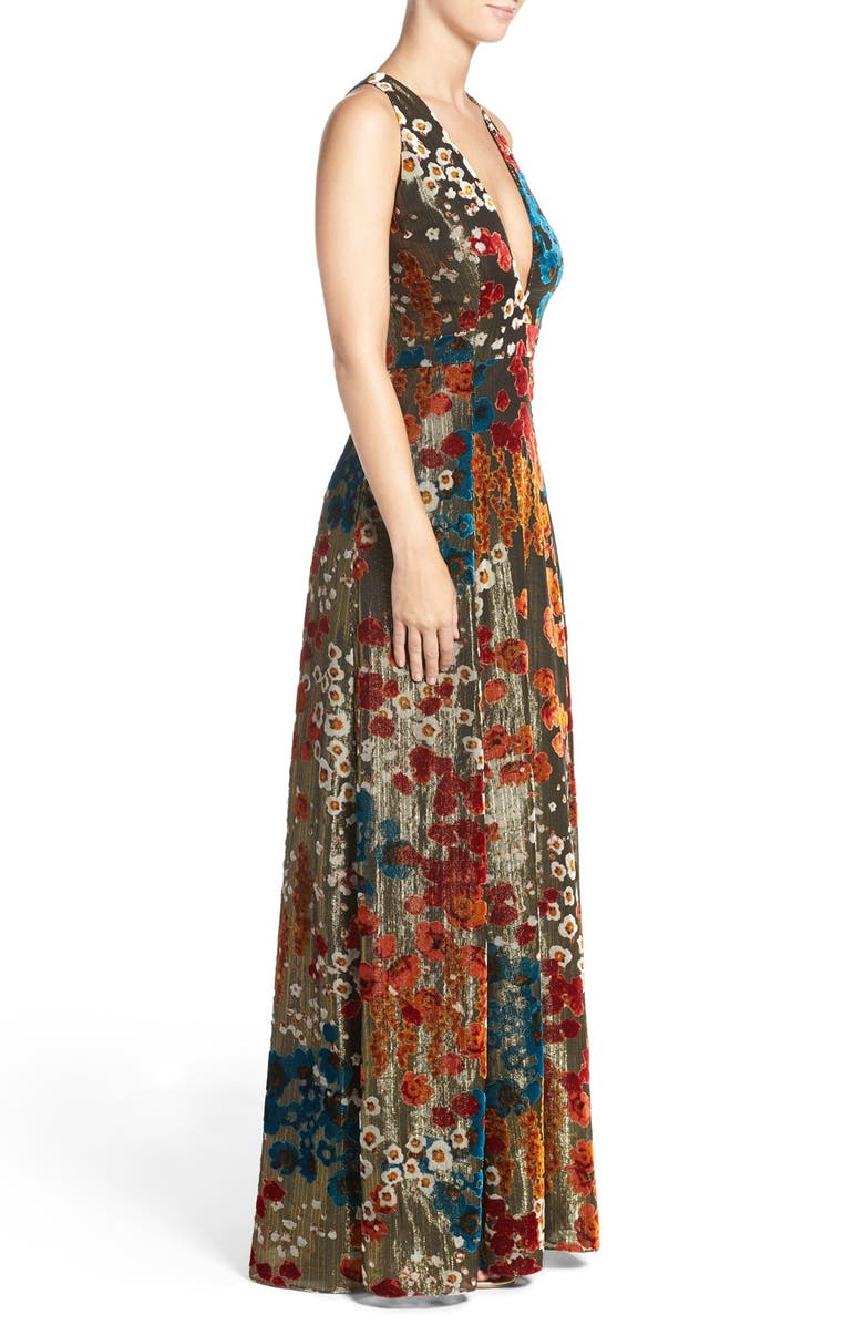 Aidan by Aidan Mattox Burnout Velvet Gown, Alternate, color, 