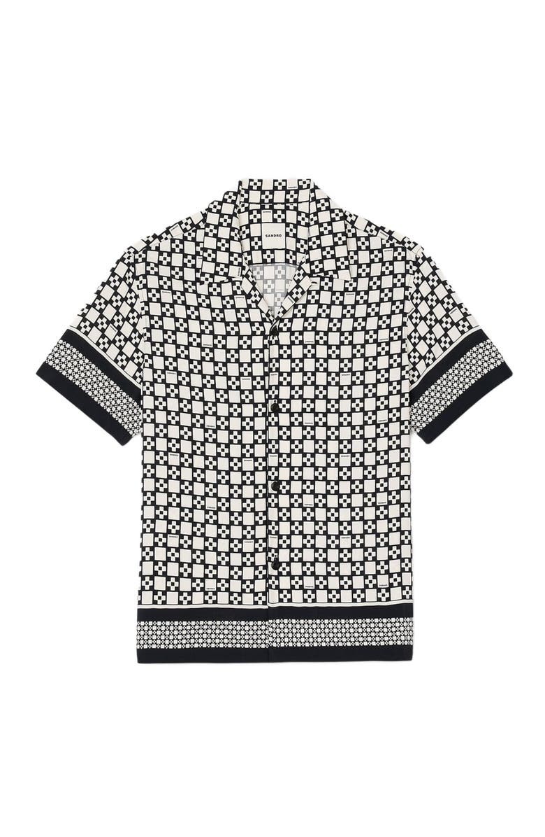 SANDRO Square Cross motif flowing blouse, Alternate, color, Black