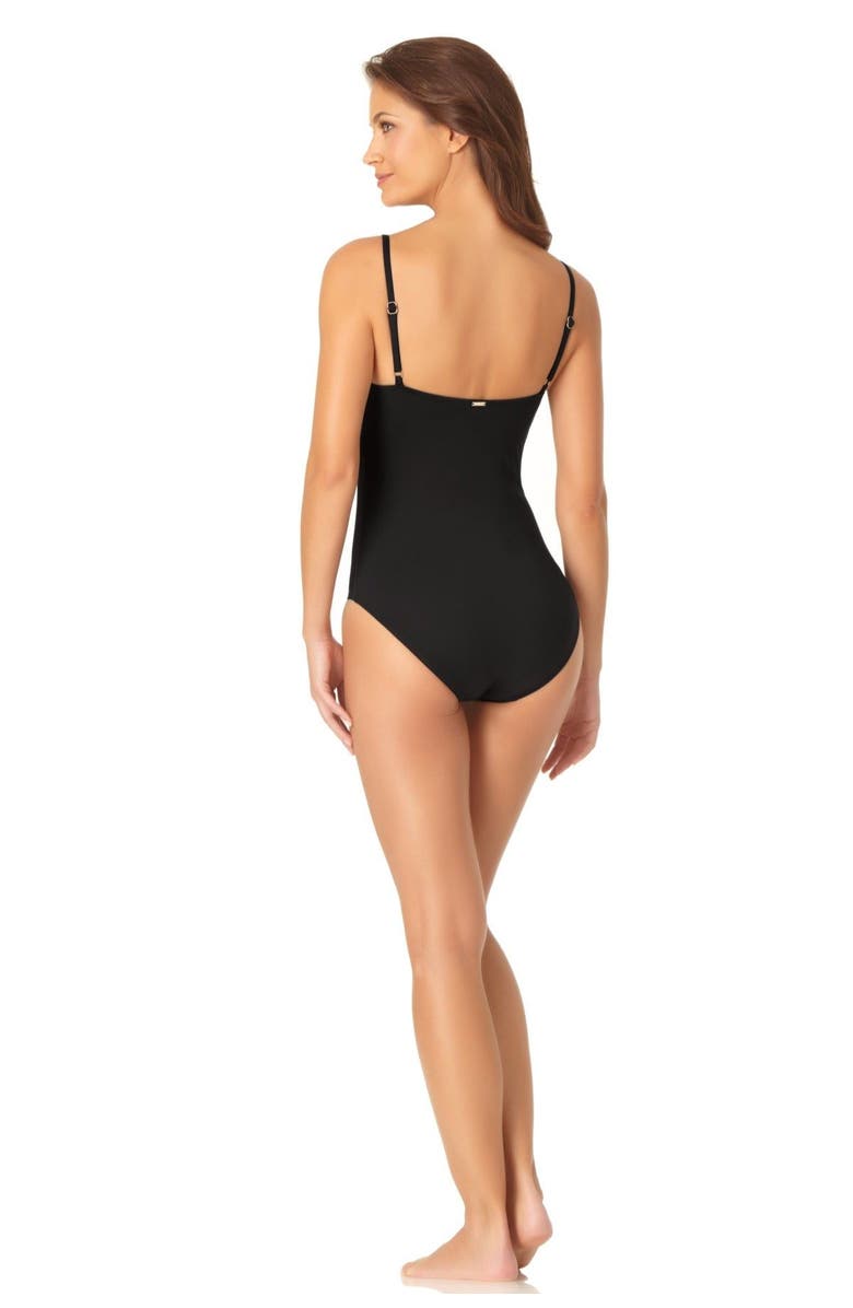 Anne Cole Women's Classic Lingerie Maillot One Piece Swimsuit, Alternate, color, Black