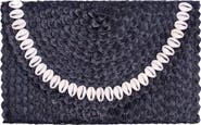 Jelavu Coco Seashell Trim Raffia Clutch