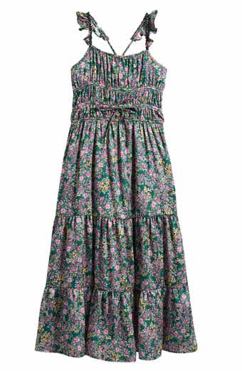 Kids' Floral Ruffle Strap Maxi Dress