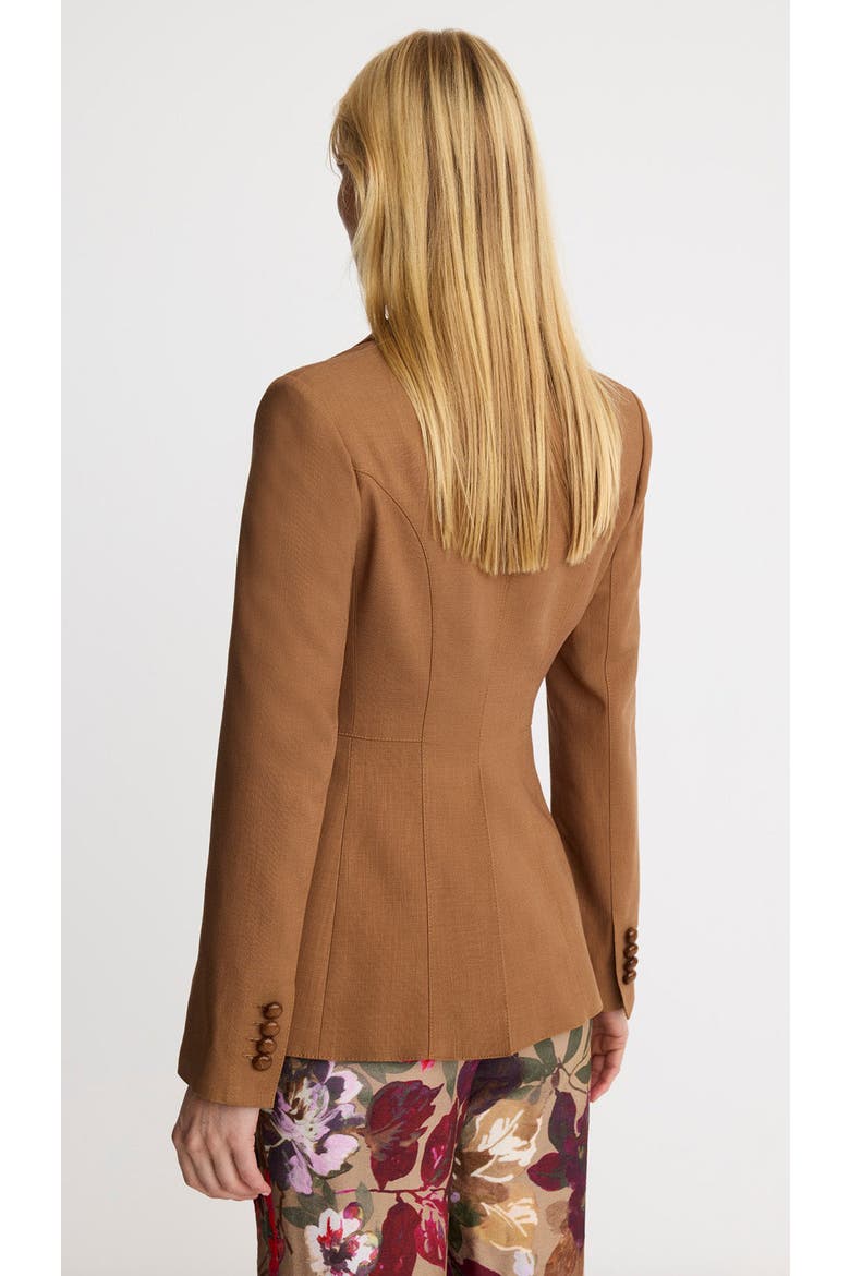 Blocked Seamed Blazer, Alternate, color, Saddle