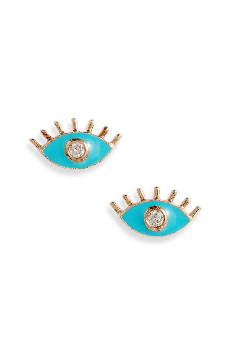 Anzie x Mel Soldera Evil Eye Stud Earrings, Main, color, Blue/ Gold