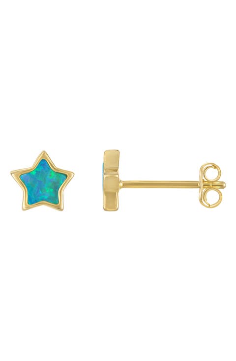 Kids' Lab-Grown Opal Star Stud Earrings