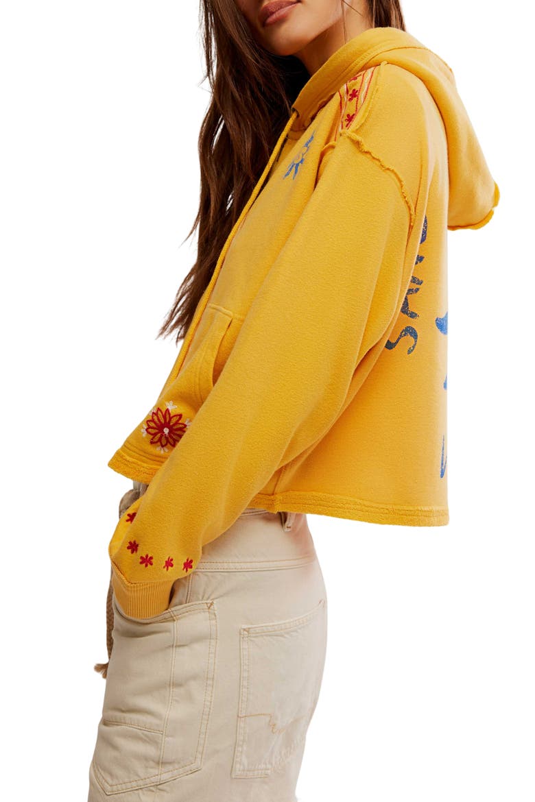 Free People Mermaid Embroidery Detail Graphic Zip-Up Hoodie (Women