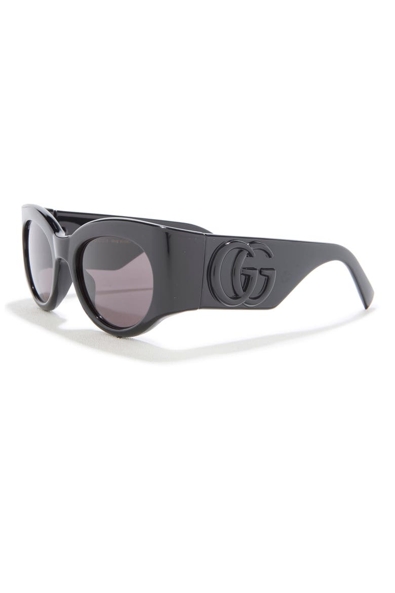 GG1544S 53mm Round Sunglasses, Alternate, color, BLACK BLACK GREY