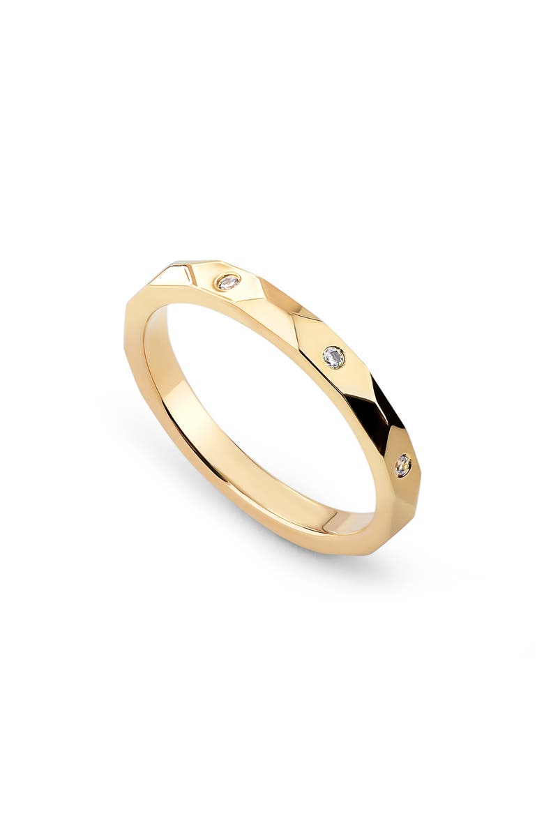 Walker Faceted Cubic Zirconia Band Ring, Main, color, GOLD