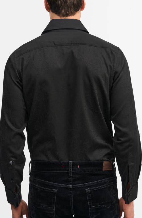 Robert Graham Waycross Cotton Stretch Jacquard Classic Fit Button Down Shirt In Black
