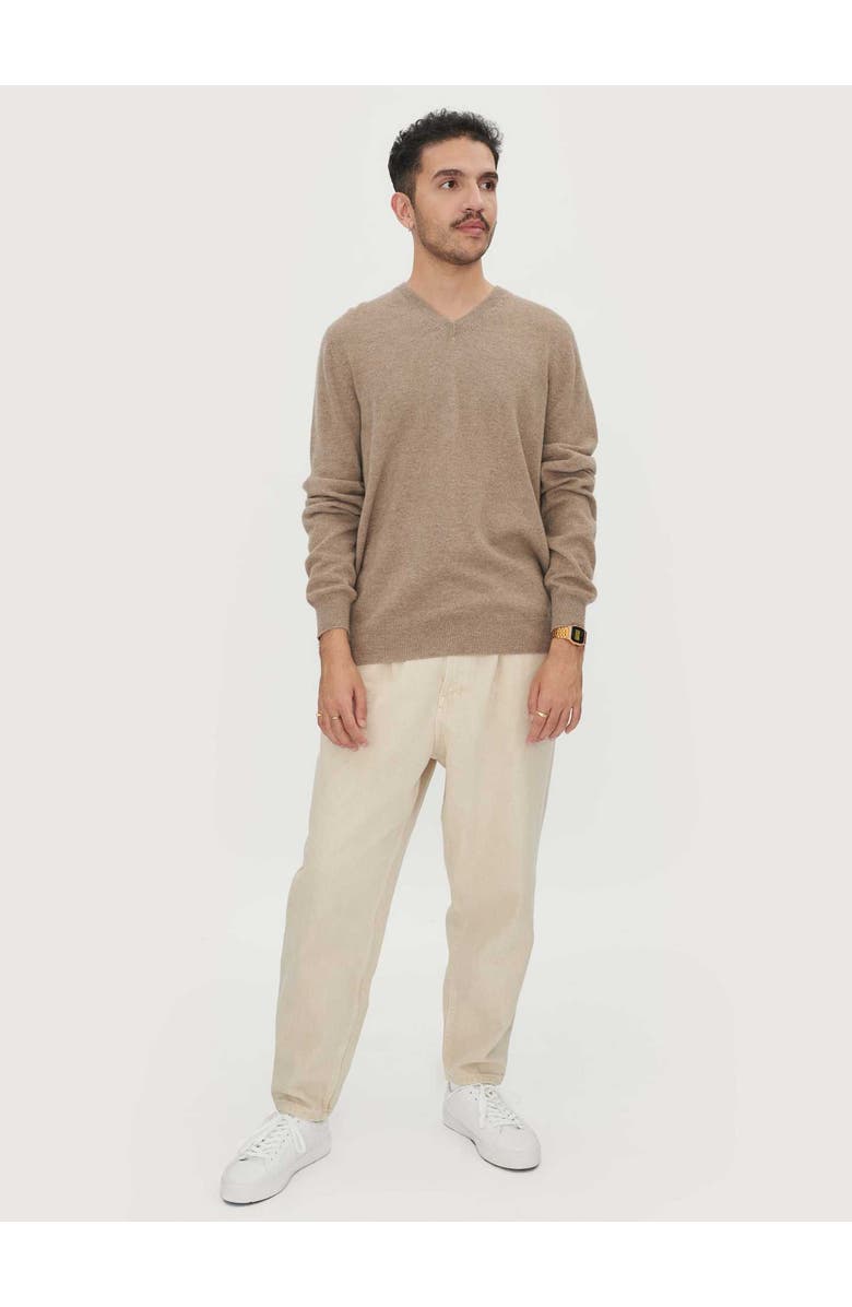 Gobi Cashmere Timeless V-Neck Cashmere Sweater, Alternate, color, Taupe
