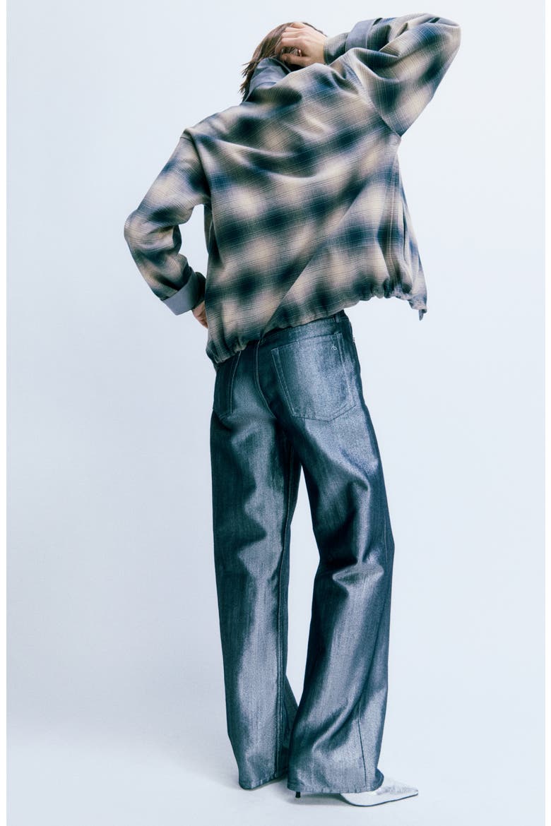 Marin Plaid Crop Button-Up Shirt, Alternate, color, NAVY PLAID