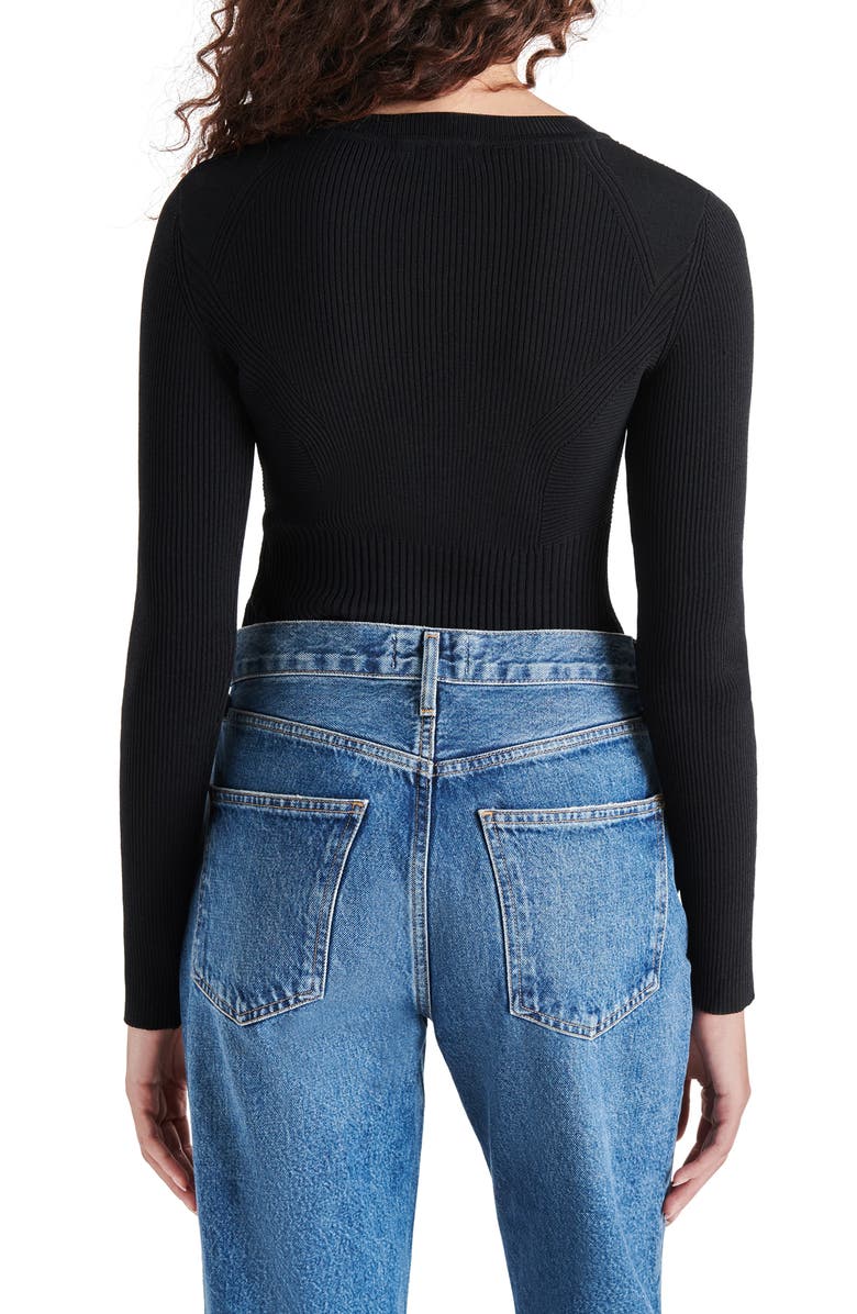 Steve Madden Xandra Rib Long Sleeve Bodysuit, Alternate, color, 