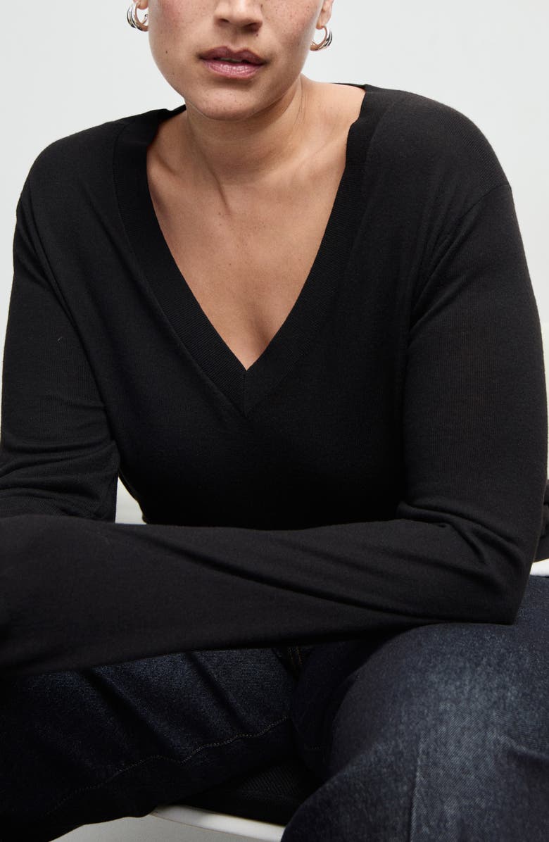 MANGO V-Neck Sweater, Alternate, color, Black