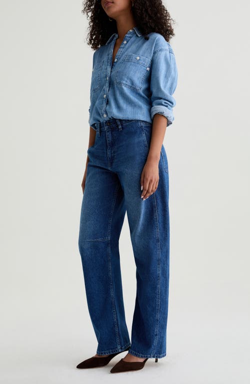 Ag Mercer High Waist Barrel Jeans In Brown