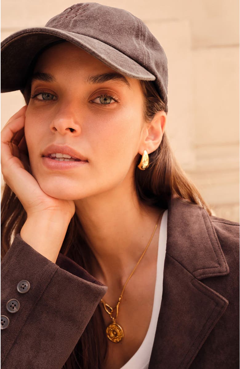 Katie Loxton Embroidered Cap, Alternate, color, Chocolate