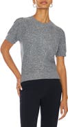 Vince Camuto Sequin Puff Sleeve Crewneck Sweater