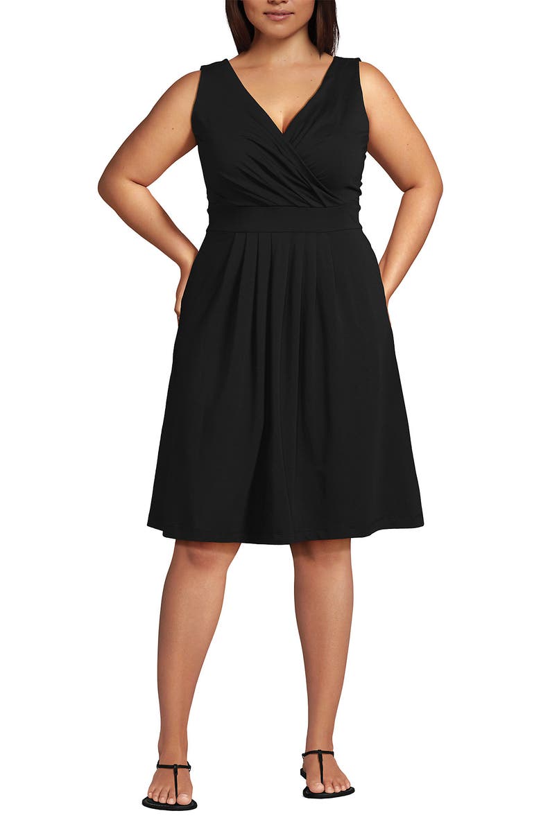 Lands' End Plus Size Front Fit and Flare Dress, Main, color, 