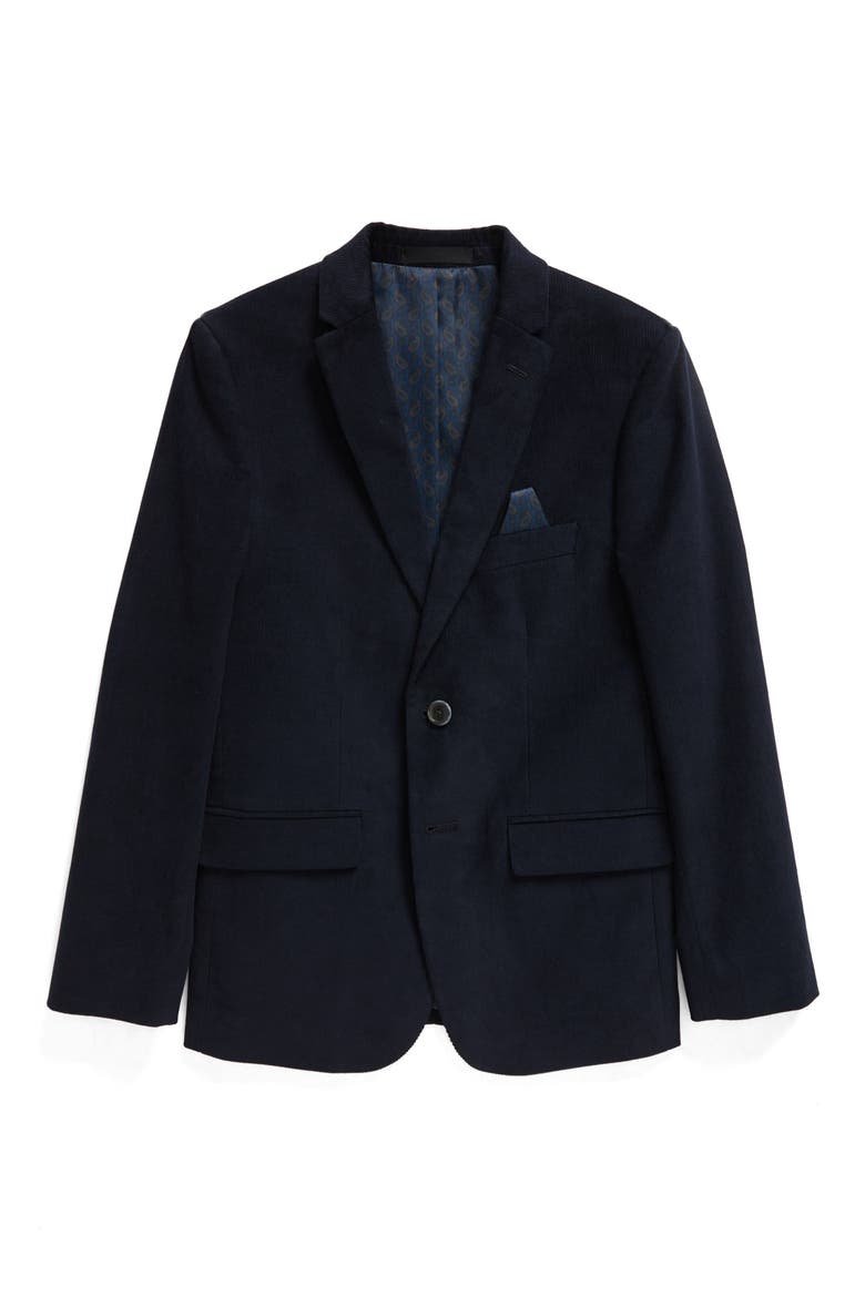 Kids' Stretch Cotton Corduroy Blazer, Main, color, DARK BLUE