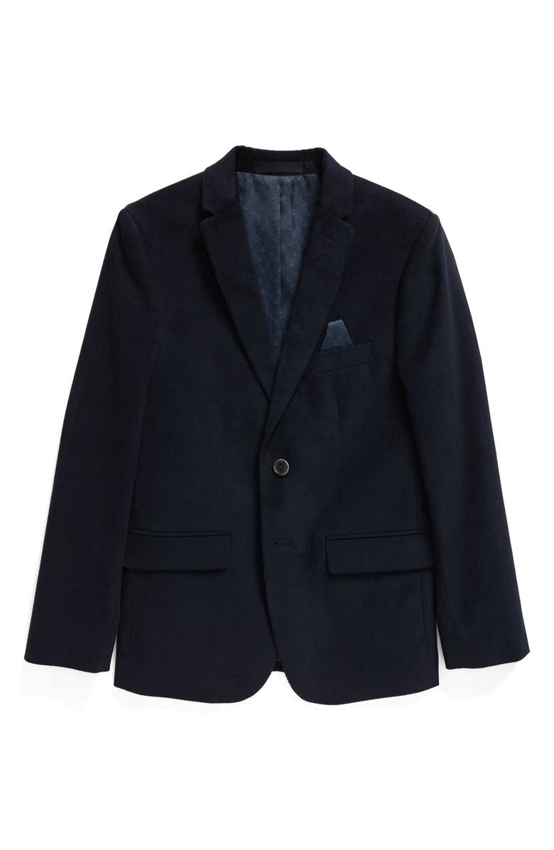 Tallia Kids' Stretch Cotton Corduroy Blazer, Main, color, Dark Blue