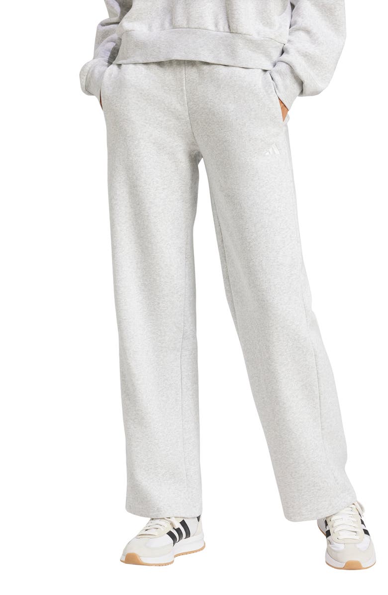 adidas Fleece Sweatpants, Main, color, Light Grey Heather/ White