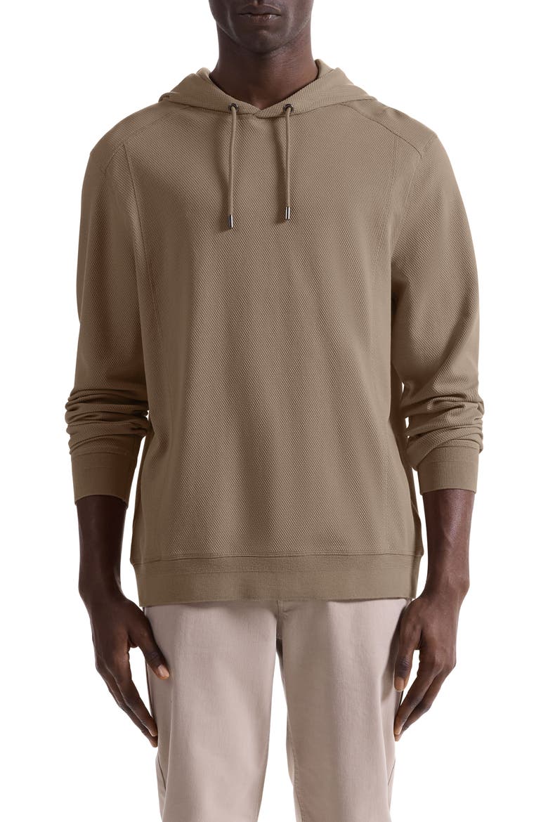 Textured Piqué Hoodie, Main, color, COBBLESTONE