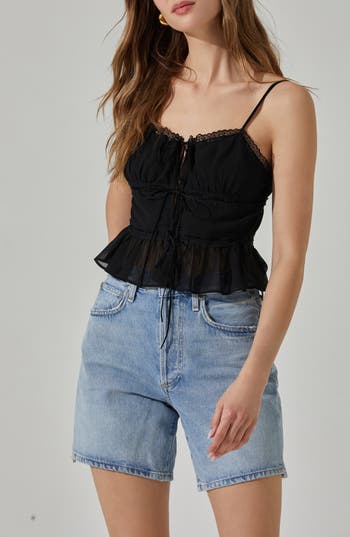 ASTR ASTR THE LABEL TIE FRONT PEPLUM CAMISOLE