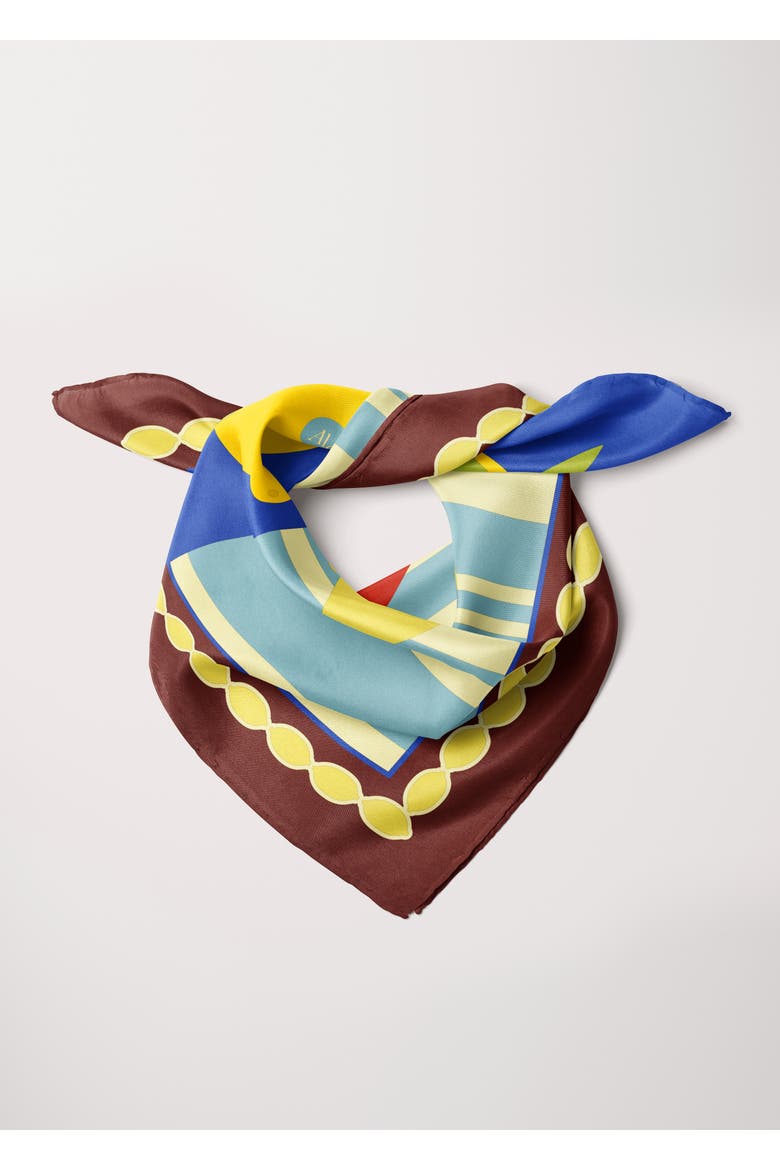 Small Bandana Silk Scarf, Alternate, color, Print 'Deli Chic'