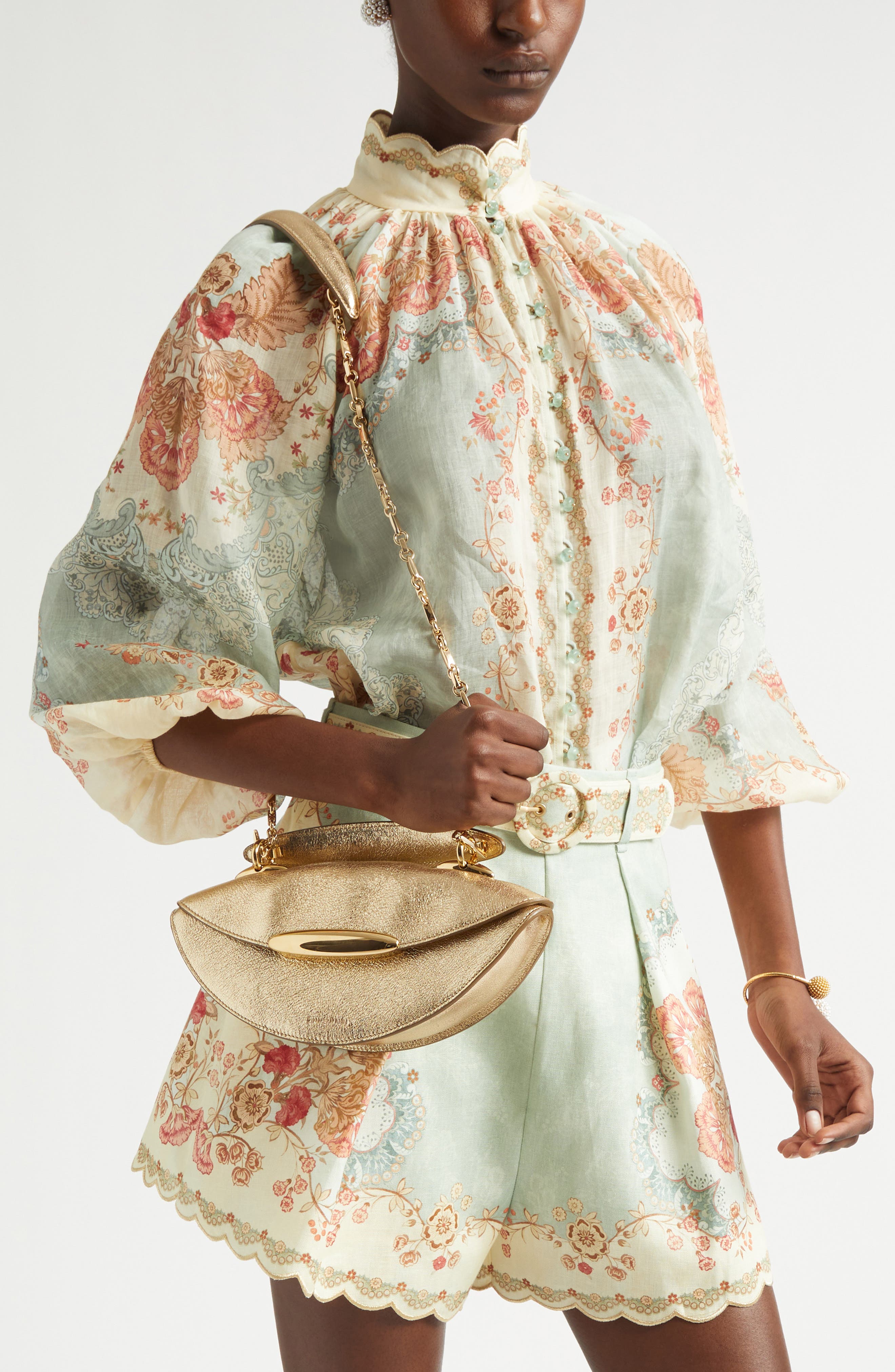 Zimmermann Wavelength Metallic Top Handle Bag, Alternate, color, Light Gold