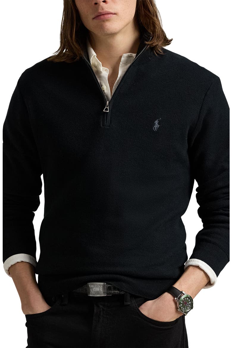 Solid Cotton Piqué Quarter Zip Sweater (Men) | Nordstrom