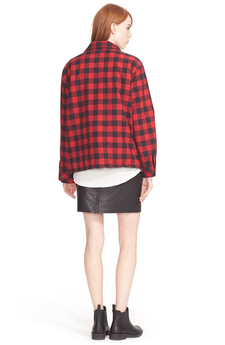 Current/Elliott 'The Skinny Mini' Lambskin Leather Skirt, Alternate, color,
