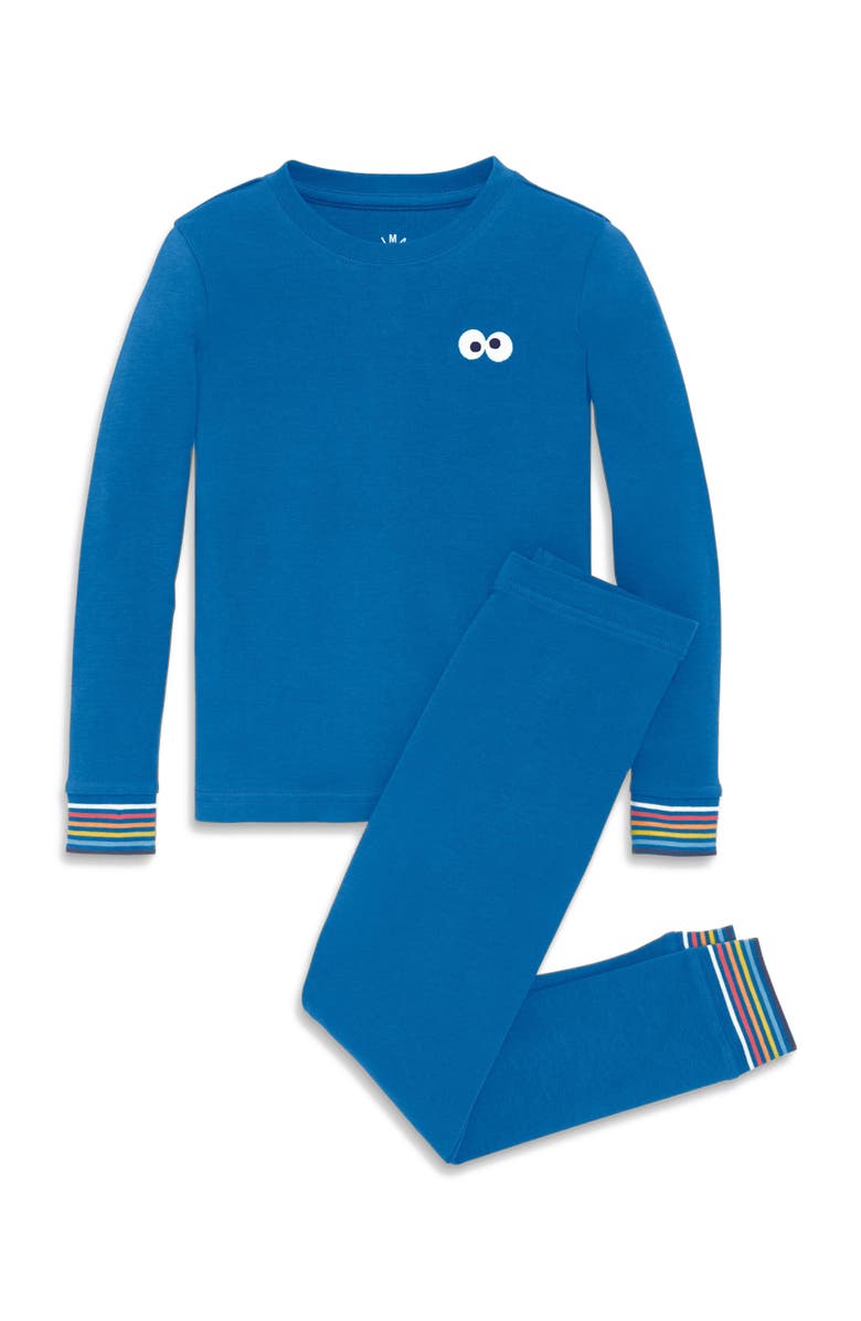 Primary Kids Organic Sesame Street Embroidered PJ Set, Main, color, Blueberry