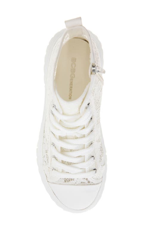 Bcbgeneration Women's Renda Platform High-top Sneakers In White-white Lace