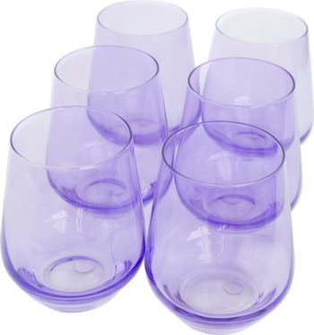 Estelle Colored Glass Set of 6 Stemless Wineglasses 