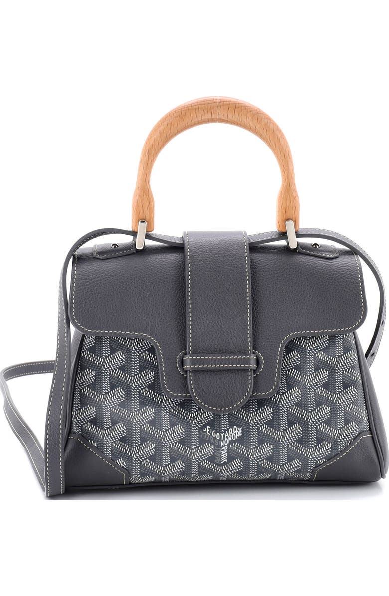 Pre-Owned Goyard Saigon Top Handle Bag Coated Canvas with Leather Mini, Main, color, Gray