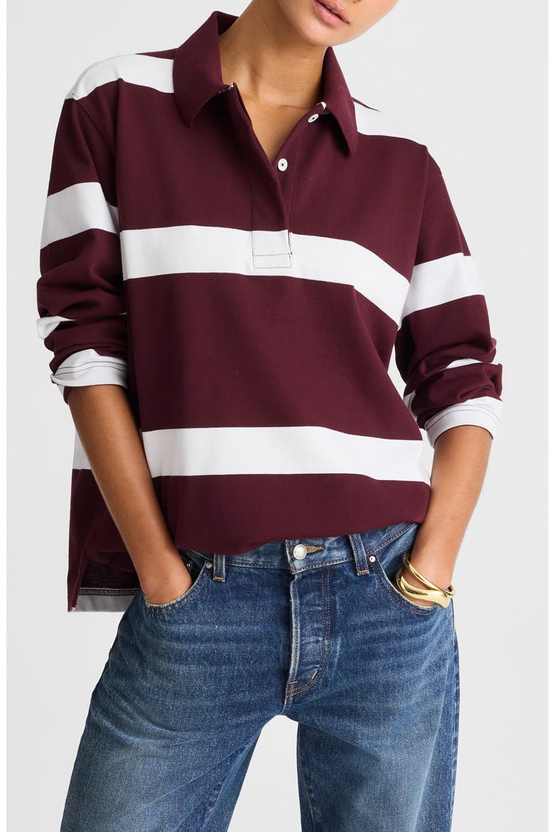 Rugby Polo Shirt, Main, color, OVERSIZED RUGBY STRIPE DK POM