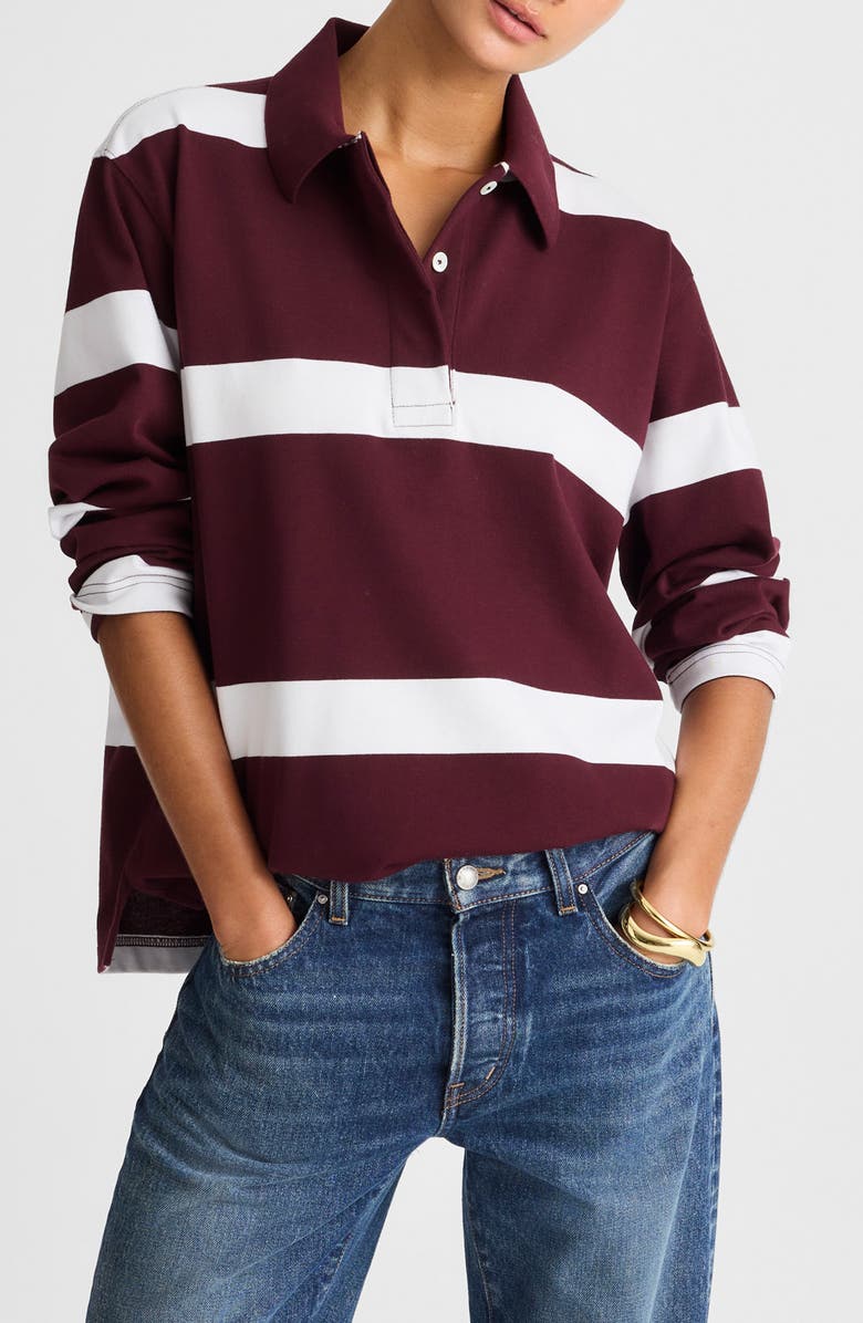 Madewell Rugby Polo Shirt, Main, color, Oversized Rugby Stripe Dk Pom